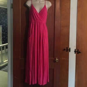 GAP Hot Pink Spaghetti-Strap Maxi Dress